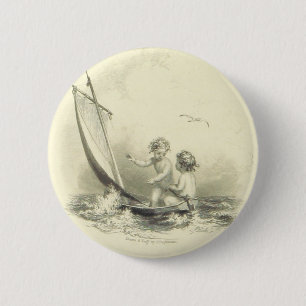 Badge Rond 5 Cm Anges - anges sur la gravure de l'eau