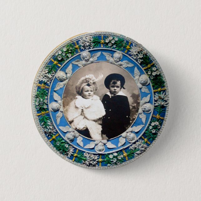 BADGE ROND 5 CM ANGES DE RENAISSANCE FLORENTINE, MODÈLE PHOTO (Devant)