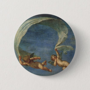 Badge Rond 5 Cm Anges Détail d'Adonis conduit par des Cupidons par