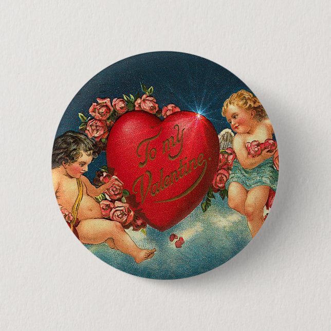 Badge Rond 5 Cm ANGES et COEURS par SHARON SHARPE (Devant)