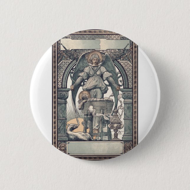 Badge Rond 5 Cm Anges gardiens avec l'enfant Jésus (Devant)