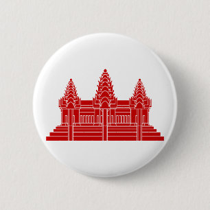 Badge Rond 5 Cm Angkor Wat Cambodian / Khmer Flag