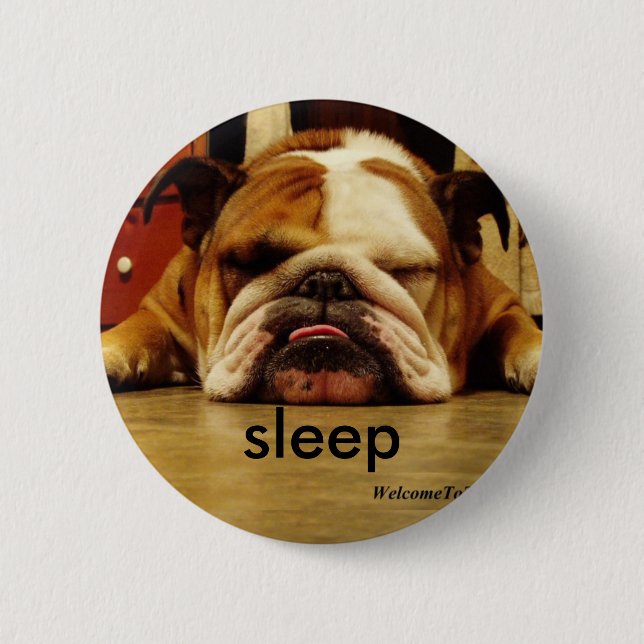 Badge Rond 5 Cm anglais-bouledogue, sommeil (Devant)