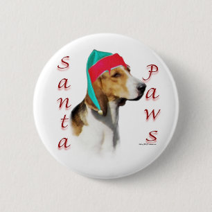 Badge Rond 5 Cm Anglais Foxhound Père Noël Paws