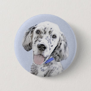 Badge Rond 5 Cm Anglais Setter Blue Belton Peinture Chien Art