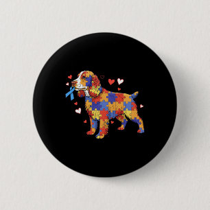 Badge Rond 5 Cm Anglais Springer Spaniel Puzzle Sensibilisation su