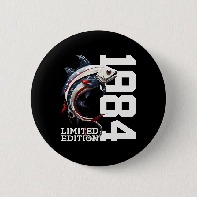 Badge Rond 5 Cm Angler 41e anniversaire Fishing Limited Edition 19 (Devant)