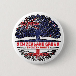 Badge Rond 5 Cm Angleterre Anglais Nouvelle-Zélande Arbre Nouvelle