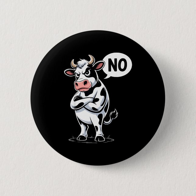 Badge Rond 5 Cm Angry Cow No - Funny Cow Lover Dairy Farmer  (Devant)