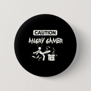 Badge Rond 5 Cm Angry Gamer Computer Funny Video Game Gig