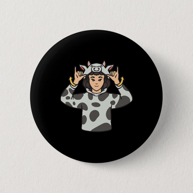 Badge Rond 5 Cm Animal Asl Gesture main Sourds Acteurs de perte d' (Devant)