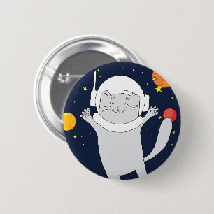 Badge Rond 5 Cm Animal Astronaut Chat Avec Casque Spatial Clipart