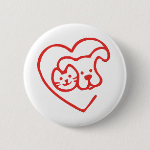 Badge Rond 5 Cm Animal Chat Chien Animal Animal Animal Poète Coeur