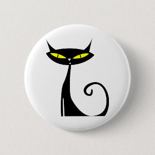 Badge Rond 5 Cm Animal de chat animal de compagnie noir chat yeux 