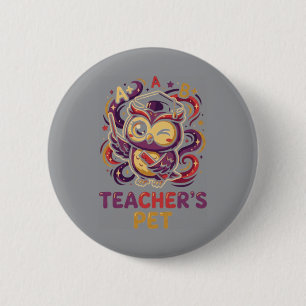 Badge Rond 5 Cm Animal de compagnie intelligent professeur de hibo