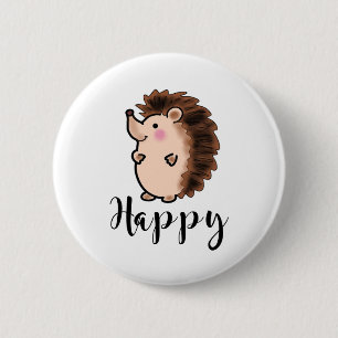 Badge Rond 5 Cm Animal heureux de hérisson