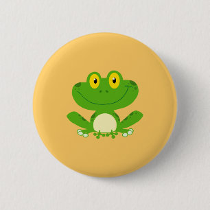 Badge Rond 5 Cm Animal mignon vert amphibie de bande dessinée de