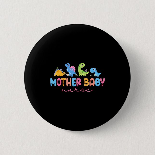 Badge Rond 5 Cm Animal Mother Baby Nurse Dinosaur Stpartum Rn Ob N (Devant)