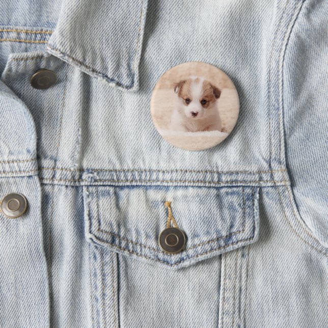 Badge Rond 5 Cm Animaux de bébés cutest | Baby Corgi (En situation)