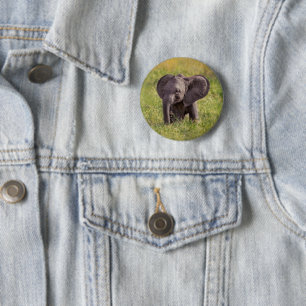 Badge Rond 5 Cm Animaux de bébés cutest Baby Elephant Kenya Afri