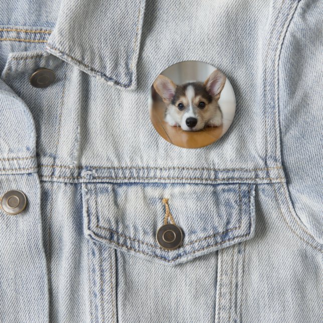 Badge Rond 5 Cm Animaux de bébés cutest | Corgi Puppy (En situation)