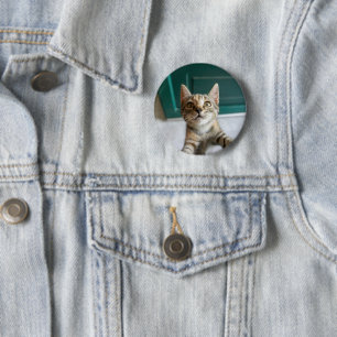 Badge Rond 5 Cm Animaux de bébés cutest   Cute Tabby Kitten