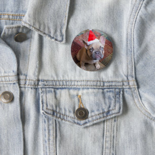Badge Rond 5 Cm Animaux de bébés cutest French Bulldog Christmas