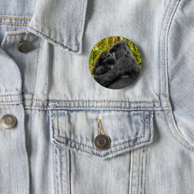 Badge Rond 5 Cm Animaux de bébés cutest | Gorilla & bébé (En situation)