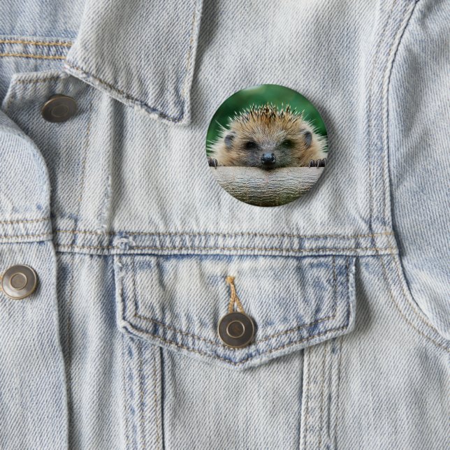 Badge Rond 5 Cm Animaux de bébés cutest | Hedgehog Smile (En situation)