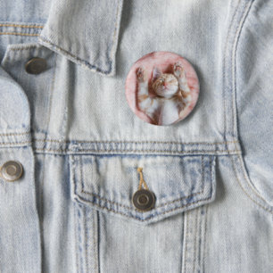 Badge Rond 5 Cm Animaux de bébés cutest Minuscule chaton rayé or