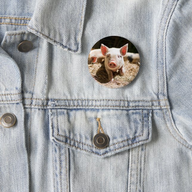 Badge Rond 5 Cm Animaux de bébés cutest | Piglet bébé mignon (En situation)
