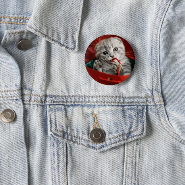 Badge Rond 5 Cm Animaux de bébés cutest | Scottish Fold Kitten (En situation)