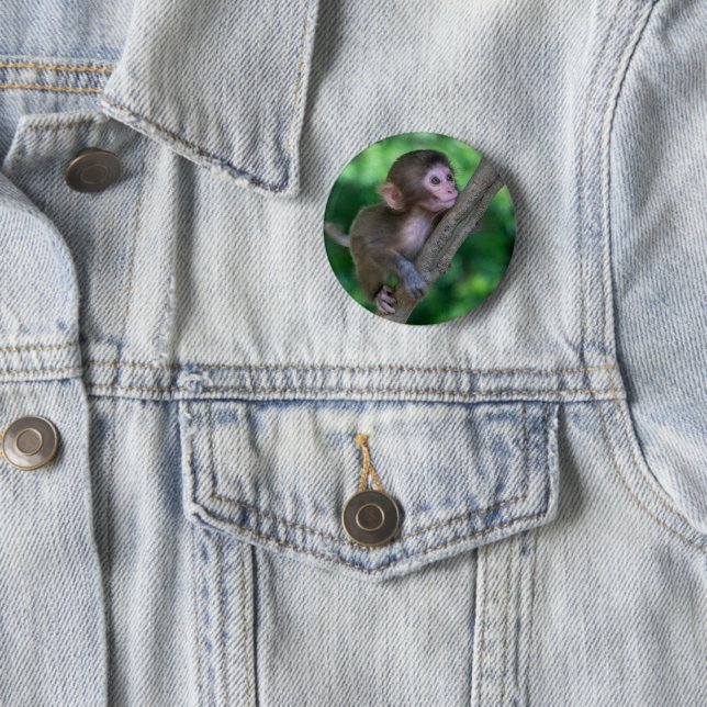 Badge Rond 5 Cm Animaux de bébés cutest | Singe bébé (En situation)