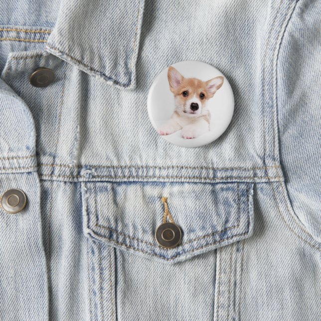 Badge Rond 5 Cm Animaux de bébés cutest | Sweet Baby Corgi (En situation)