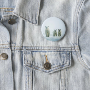 Badge Rond 5 Cm Animaux de bébés cutest Trois jeunes ours polair