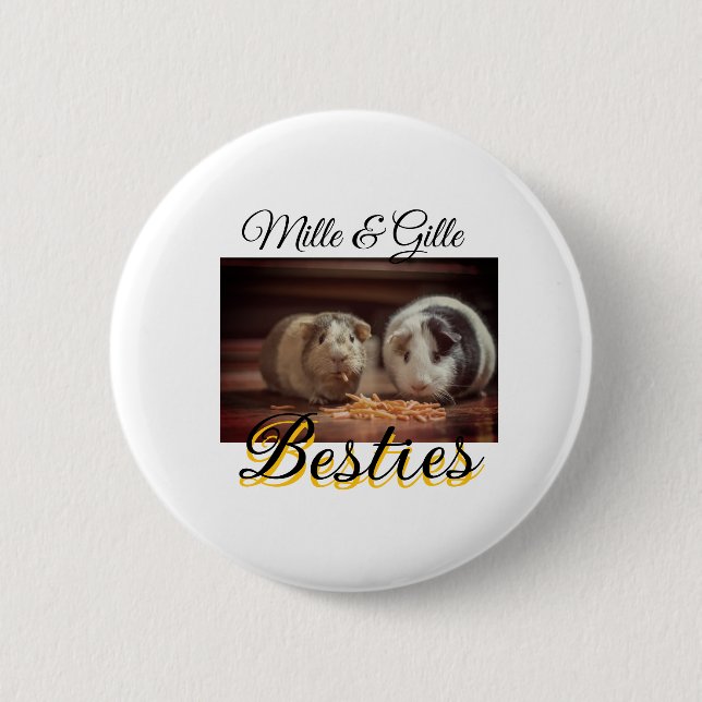 Badge Rond 5 Cm Animaux de compagnie amis besties ajouter nom anim (Devant)