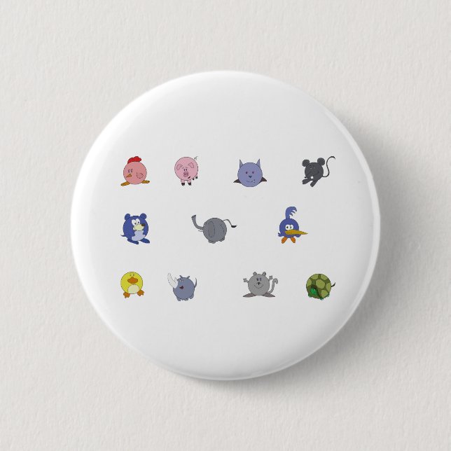 Badge Rond 5 Cm Animaux de Cute Chubby (Devant)
