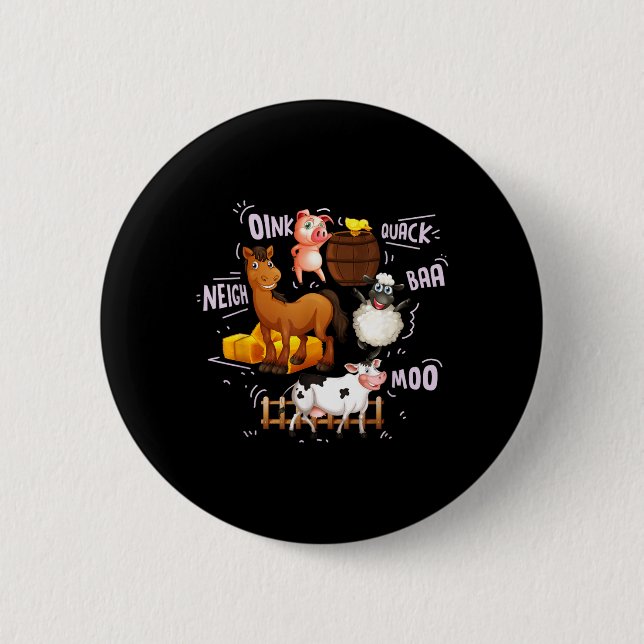Badge Rond 5 Cm Animaux de Ferme Mignons Avec Sons (Devant)
