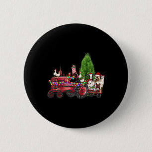 Badge Rond 5 Cm Animaux de ferme Noël Noël Noël Camion de ferme Pa