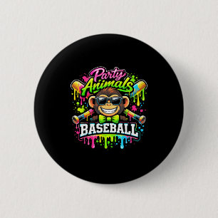 Badge Rond 5 Cm Animaux de fête baseball glace dégoulinante singe
