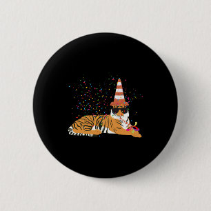 Badge Rond 5 Cm Animaux de fête de tigre faisant la fête