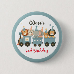 Badge Rond 5 Cm Animaux de fête mignons sur train personnalisé