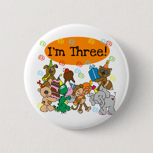 Badge Rond 5 Cm Animaux de fête T-shirts 3e anniversaire