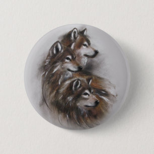 Badge Rond 5 Cm animaux de loups de loup, faune, art de faune,