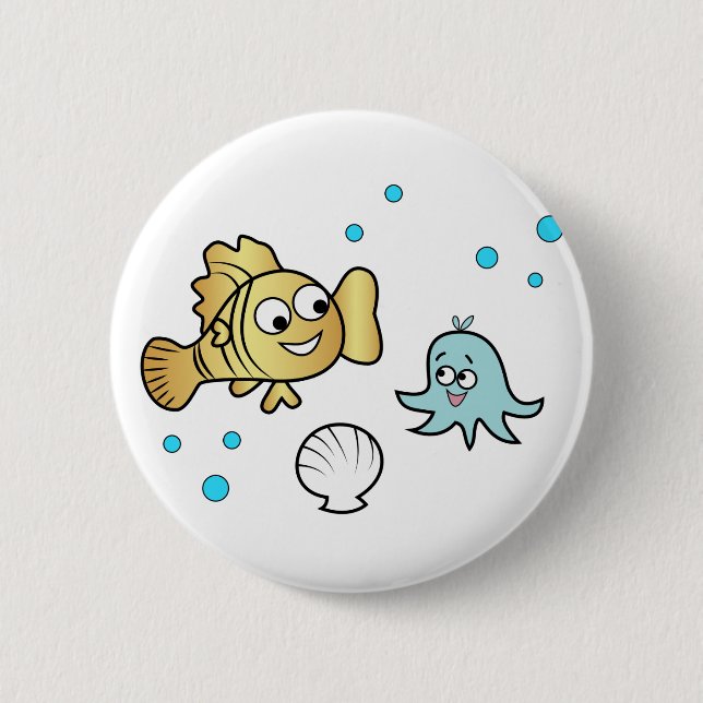 Badge Rond 5 Cm Animaux de mer amusants (Devant)