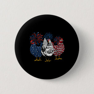 Badge Rond 5 Cm Animaux de poulet américains drôles de feu d'artif