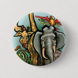 Badge Rond 5 Cm Animaux de zoo