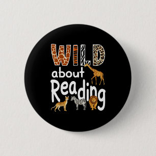 Badge Rond 5 Cm Animaux de zoo fous de lecture amoureux des livres