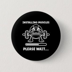 Badge Rond 5 Cm Animaux Installation Muscles Fitness Musculation T