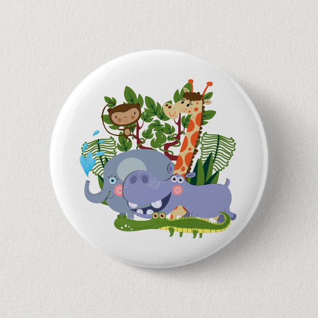 Badge Rond 5 Cm Animaux mignons de safari (Devant)